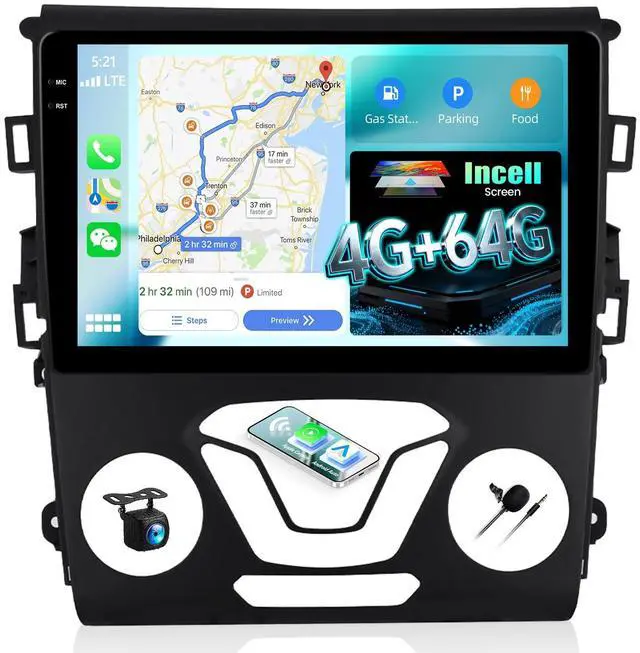Main image of 4G+64G Android Car Stereo for Ford Fusion Mondeo 2013 2014 2015 2016 2017 2018 2019 with Wireless Carplay Android Auto 9 Inch Touch Screen Head Unit Replacement Backup Camera WiFi GPS RDS Bluet