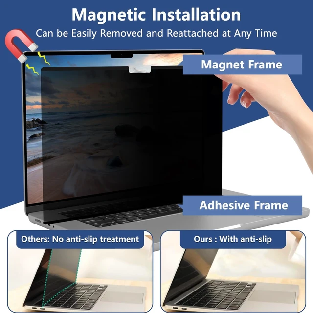 Alt view image 5 of 5 - KiimLaa Magnetic Privacy Screen for MacBook Pro 16 Inch Pro Max M5 M4 M3