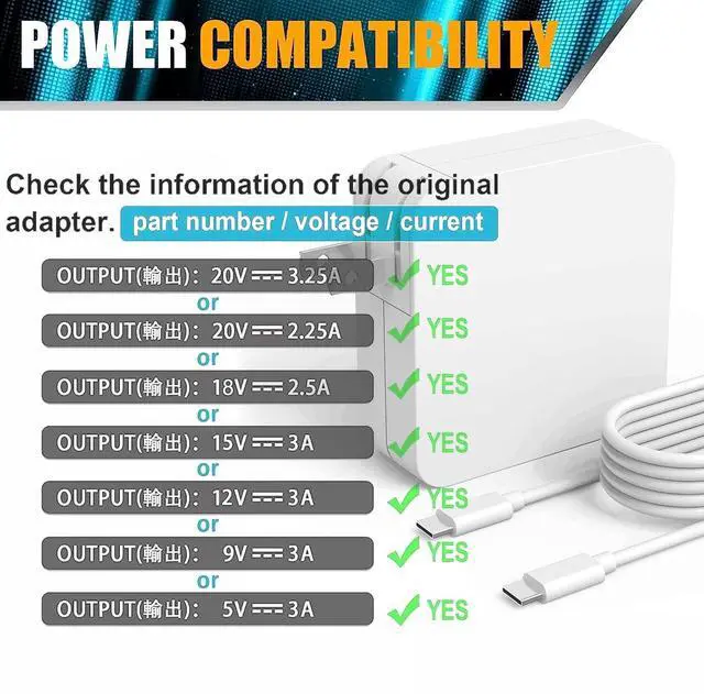 Alt view image 3 of 5 - Replacement 65W 45W Samsung Galaxy Book pro 360 Charger USB C for NP950QDB NP930QDB Galaxy Book Pro NP950XDB NP930XDB 15.613.3 KA1US KA2US KB1US KB2US Laptop Power Supply Adapter Cord