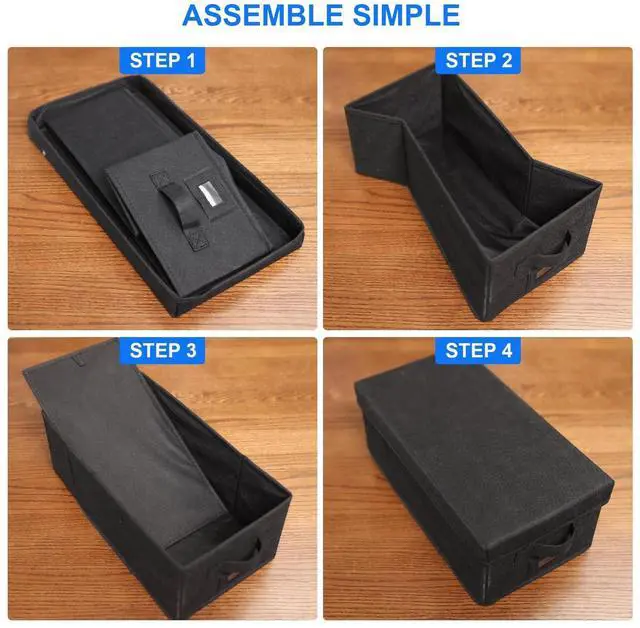 Alt view image 4 of 5 - BOATISLE DVD Storage Box with Handles and Lid, 3 Pack - Black, DVD Case Holder Organizer with External Label Slots, Stackable for Dust-Free and Space-Saving Media Storage