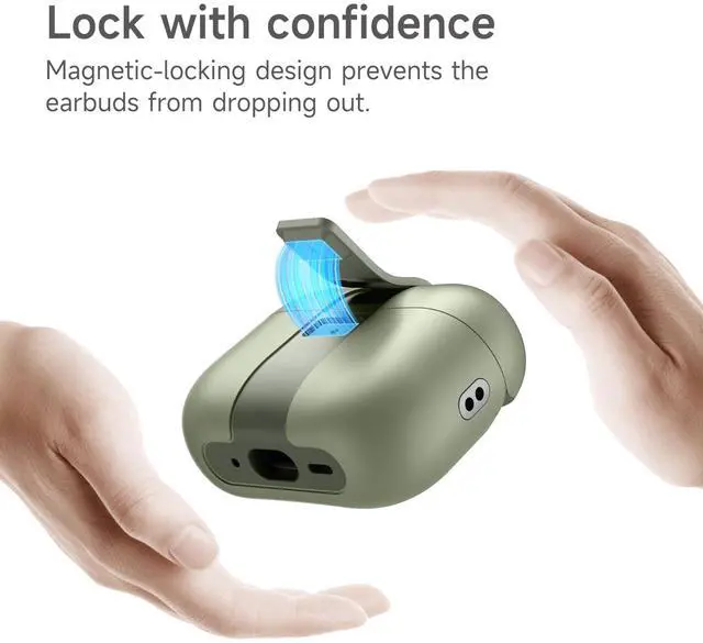 Alt view image 4 of 5 - SURITCH for AirPods Pro 2/ Pro Case, Magnetic Lock Bumper Cases Compatible with Airpods Pro 2nd / 1st Generation, Rugged Protective Cover with Stylish Hanging Lanyard Cases for Wom