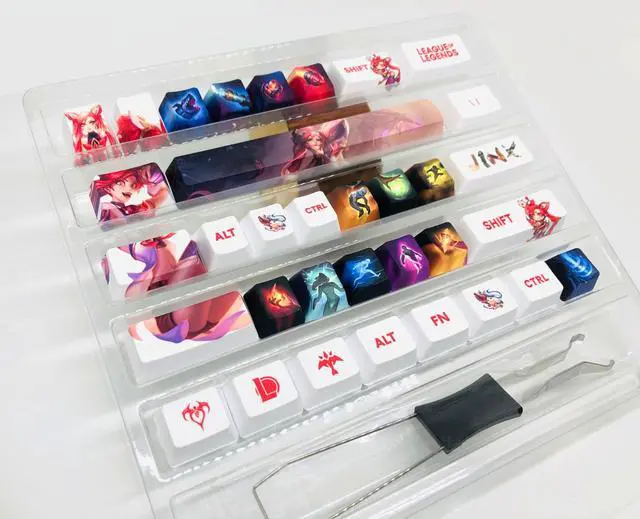 Alt view image 4 of 5 - IYTYIR Jinx Keycaps Set for League of Legends Gaming Skill 30 Keys Keycap Set OEM Profile for MX Mechanical Gaming Keyboards (Jinx 30 Keys)