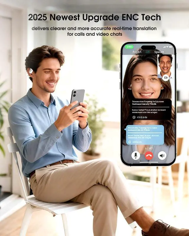 Alt view image 3 of 5 - Translation Earbuds Wireless Bluetooth Headphones - Real-time Interpreter Language Translator Ear Buds with APP No Subscription, Touch Control Operate Fit Travel, Learning, Video Call Translati