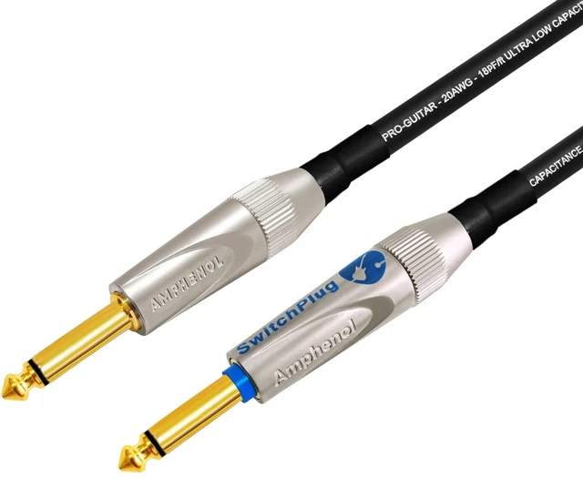 Alt view image 4 of 5 - 25 Foot - WBC-PRO-Guitar 20 AWG - Low-Cap (18pF/ft) Pro-Grade Graphite-Based - Dual-Shielded Guitar Bass Instrument Cable w/Amphenol Straight - Straight (Silent) Inch (6.35mm) Gold TS Plugs