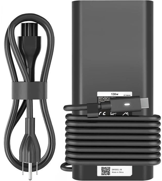Main image of 130W USB C Laptop Charger Compatible with Dell Precision 5530 5550 5560 5570 5750 5760 5770,Latitude 5401 5411 5501 5511 5520,XPS 15 17 9575 9500 9700 Power Supply Cord (DA130PM170 HA130PM170 0K00F