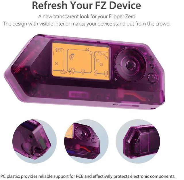 Alt view image 2 of 5 - HCJYC Transparent Hard Case for Flipper Zero (Neon Purple)