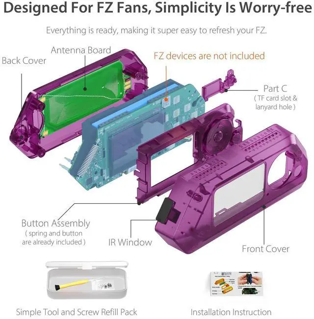 Alt view image 5 of 5 - HCJYC Transparent Hard Case for Flipper Zero (Neon Purple)