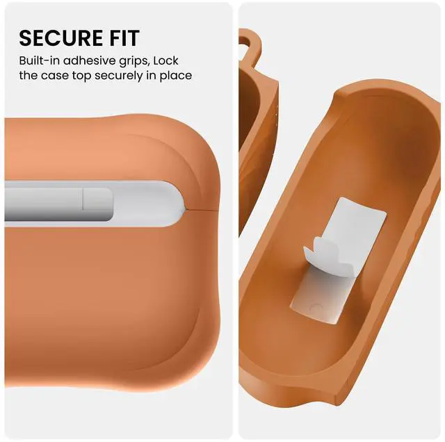 Alt view image 4 of 5 - ORNARTO Vortuxe for AirPods Pro 3 Case - 2X MIL-STD Drop Protection, Liquid Silicone Shockproof Cover with Carabiner, Sleek Aesthetic Case for AirPods Pro 3rd Generation-Autumn Ora