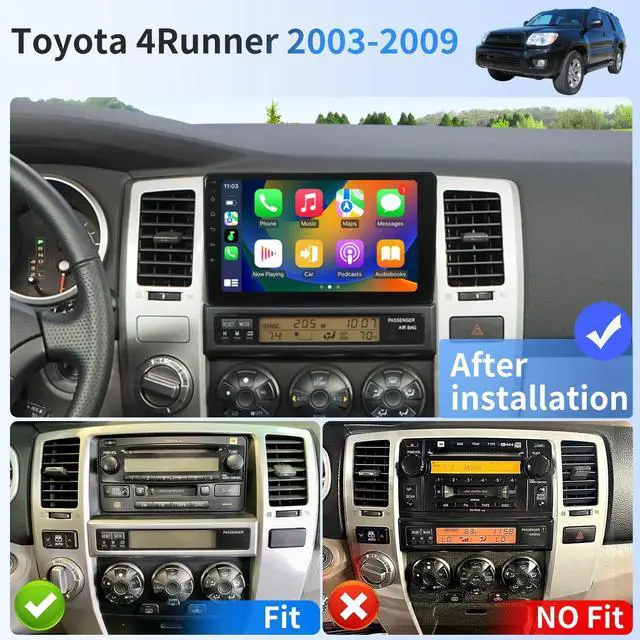 Alt view image 2 of 5 - 6+128G Car Radio for Toyota 4Runner 2010-2023 Radio Stereo Wireless Carplay Android Auto Upgraded 8Core 12.3 Inches QLED Screen Tesla Style Head Unit GPS Navigation Backup Camera(Black)