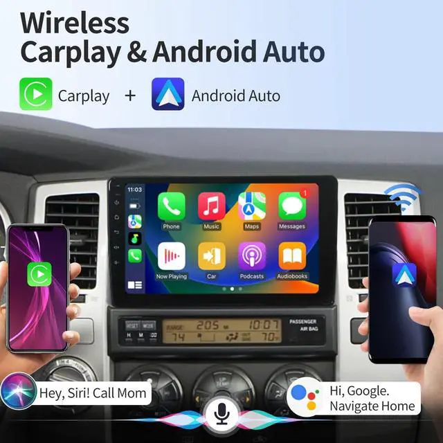 Alt view image 3 of 5 - 6+128G Car Radio for Toyota 4Runner 2010-2023 Radio Stereo Wireless Carplay Android Auto Upgraded 8Core 12.3 Inches QLED Screen Tesla Style Head Unit GPS Navigation Backup Camera(Black)