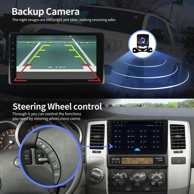 Alt view image 4 of 5 - 6+128G Car Radio for Toyota 4Runner 2010-2023 Radio Stereo Wireless Carplay Android Auto Upgraded 8Core 12.3 Inches QLED Screen Tesla Style Head Unit GPS Navigation Backup Camera(Black)