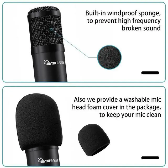 Alt view image 4 of 5 - Hayner-Seek Podcast Studio Microphone Condenser Mic Podcast Equipment Bundle with 3.5mm Audio XLR Cable