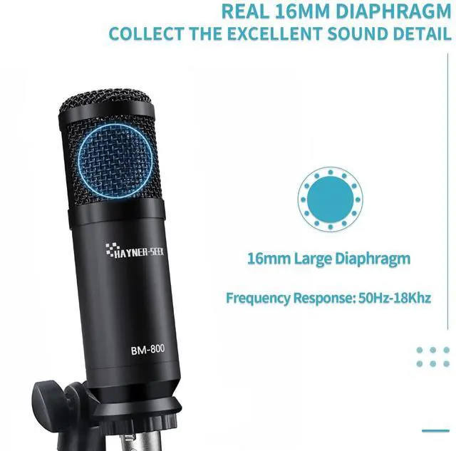Alt view image 2 of 5 - Hayner-Seek Podcast Studio Microphone Condenser Mic Podcast Equipment Bundle with 3.5mm Audio XLR Cable