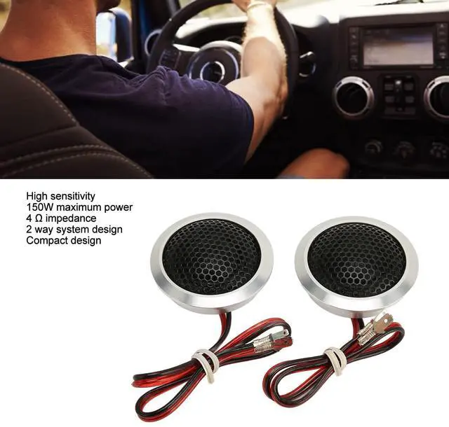 Alt view image 2 of 5 - ASHATA 1 Pair Dome Tweeters, 2 Way 150W Car Audio Tweeter Speaker, High Frequency Car Tweeter Loudspeaker for All Car Audio Systems