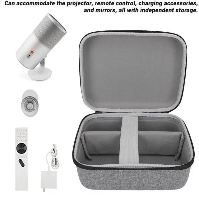Alt view image 3 of 5 - CHEOTIME Projector Carrying Case, EVA Hard Shell Projector Travel Bag, Projector Storage Case for Xgimi Mogo 4 3 Pro Play6 with Soft Lining and Organized Compartments
