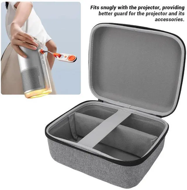 Alt view image 2 of 5 - CHEOTIME Projector Carrying Case, EVA Hard Shell Projector Travel Bag, Projector Storage Case for Xgimi Mogo 4 3 Pro Play6 with Soft Lining and Organized Compartments