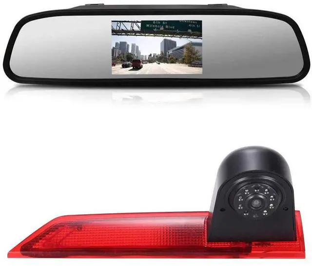 Main image of Third Brake Light Backup Reverse Camera+4.3" Rearview Mirror,Car Rear Light Mount Top Roof Lamp Parking Camera Replacement for Ford Transit Custom 2012-2016 Transporter Business MPV SUV Bus