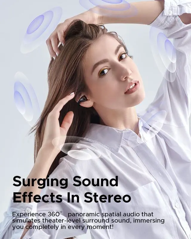 Alt view image 4 of 5 - truefree B1 Open-Ear Wireless Earbuds, Bluetooth 5.4 Headphones with Spatial Audio, Ultra-Light Clip-On Fit, 25H Battery, Fast Charging, Multipoint Connection, App Customization, Workouts, Comm