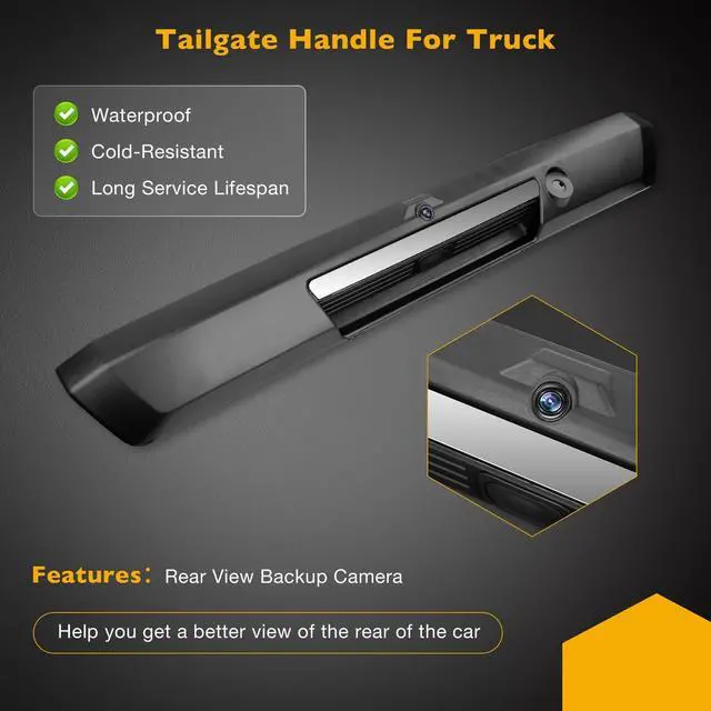 Alt view image 2 of 5 - Tailgate Handle Liftgate Latch Handle with Rear View Backup Camera, Compatible with 2017-2022 Ford F250 F350 F450 Super Duty Replaces# HC3Z-9943400-NA HC3Z-9943400-NB