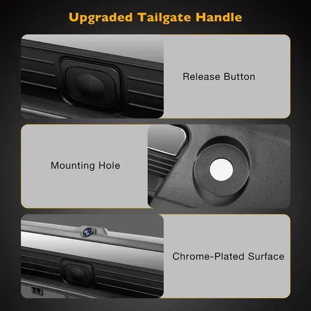 Alt view image 3 of 5 - Tailgate Handle Liftgate Latch Handle with Rear View Backup Camera, Compatible with 2017-2022 Ford F250 F350 F450 Super Duty Replaces# HC3Z-9943400-NA HC3Z-9943400-NB