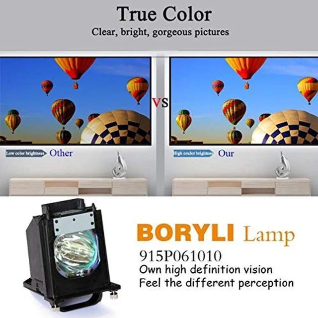 Alt view image 3 of 3 - BORYLI 915P061010 TV Lamp for Mitsubishi WD-57733, WD-57734, WD-57833, WD-65733, WD-65734, WD-65833, WD-73733, WD-73734, WD-73833, WD-C657, WD-Y577, WD-Y657