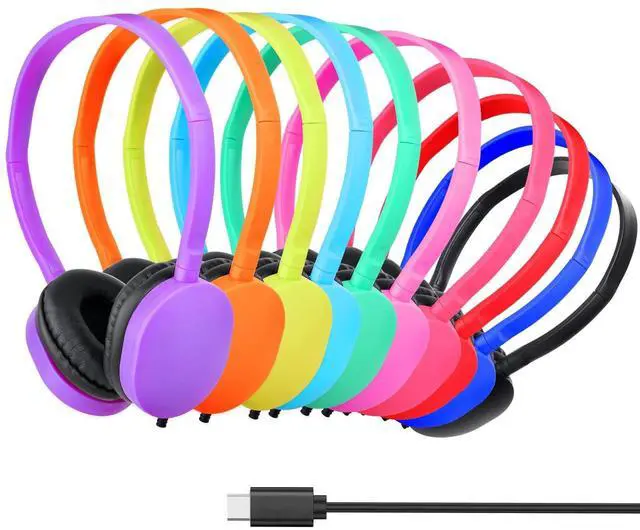 Main image of GDBOMA USB C Headphones Bulk for Kids Classroom School10 Pack,Wired USB Type C Headphones for School Student Children Phone Laptop PC Online Class Meeting Web Conference Practice Test Mixed Color