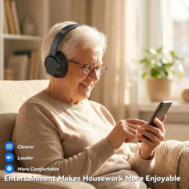 Alt view image 3 of 5 - Dytole Wireless Headphones for TV, TV Headphones Wireless for Seniors with Transmitting Charging Dock, 65H Battery, Ultra-Low Latency Audio, Fit Father's Day Thanksgiving Birthday Gift f