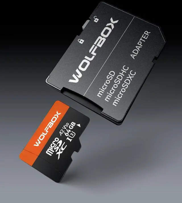 Alt view image 2 of 5 - WOLFBOX 64GB MicroSD Card with SD Adapter, Up to 100MB/s, U3 A2 V30, High Speed Transfer, Supports 4K UHD Video Recording, Compatible with G840S / G930 / G900PRO / G900 Tripro and X5 Dash Cams