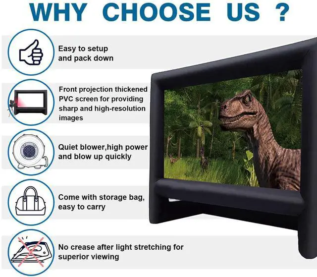 Alt view image 2 of 5 - XHYCPY 21ft Inflatable Projector Screen for Outside - Blow Up Movie Screen Front/Rear Projection for Backyard Movie Night, Theme Parties, Celebrations
