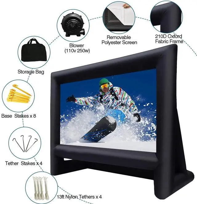 Alt view image 3 of 5 - XHYCPY 21ft Inflatable Projector Screen for Outside - Blow Up Movie Screen Front/Rear Projection for Backyard Movie Night, Theme Parties, Celebrations