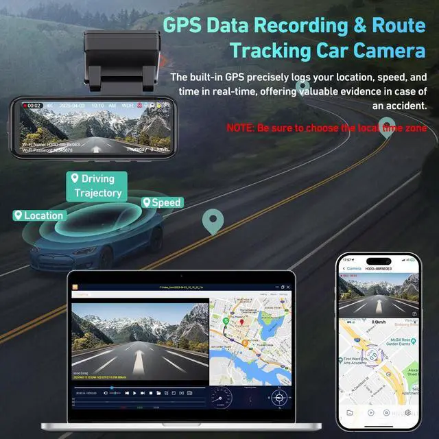 Alt view image 5 of 5 - Dash Cam Front and Rear, 4K Dash Cam Built-in 5.8G WiFi GPS ADAS, 3.2" IPS Screen Dash Camera for Cars with Free 32GB Card,G-Sensor,Loop Recording,WDR,Night Vision Dashboard Camera