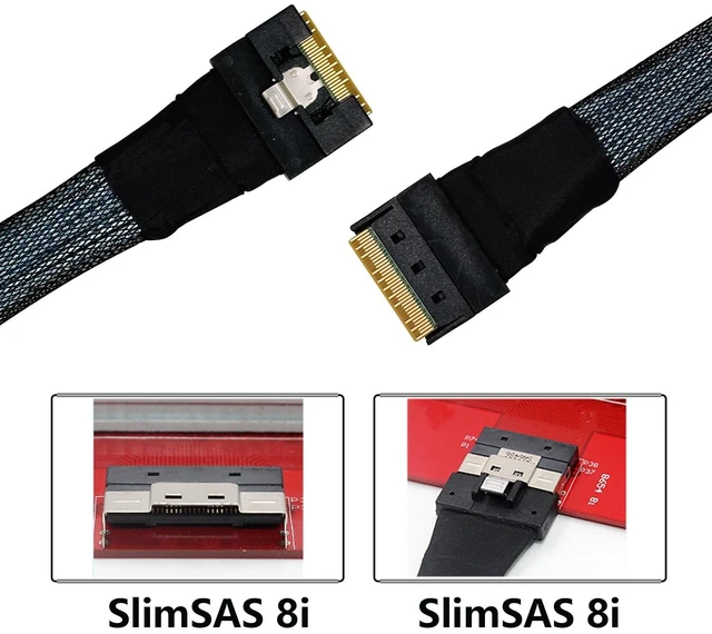 Alt view image 3 of 5 - ST-JY SlimSAS 8i to 8i Cable, Internal Mini SAS HD to SlimSAS X8 Adapter 0.5M, High-Speed Connector for NVMe RAID Controller Card Server Storage