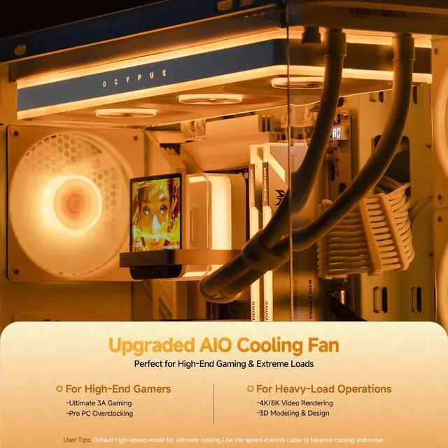 Alt view image 3 of 5 - Ocypus Sigma F36 ARGB 360mm Single Frame PC Fan, Fluid Dynamic Bearing, 120mm High Airflow and Static Pressure Computer Fan, Up to 2200 RPM, with Speed Reduction Cable, Ideal for Radiators, WH