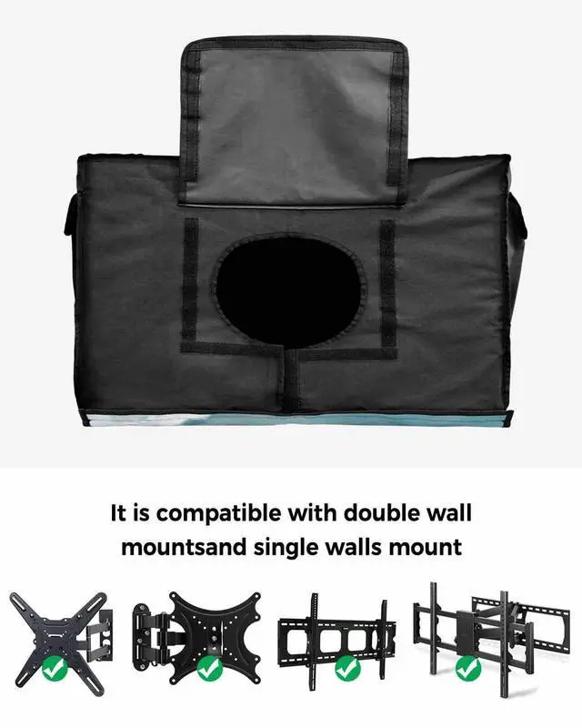 Alt view image 4 of 5 - Summer Beach Outdoor TV Cover 40 to 43 Inches Weatherproof & Waterproof, Ocean Coastal Outdoor TV Enclosure with Remote Control Pocket, Seaside Nautical Aqua Beige TV Screen Protectors for Outside TV