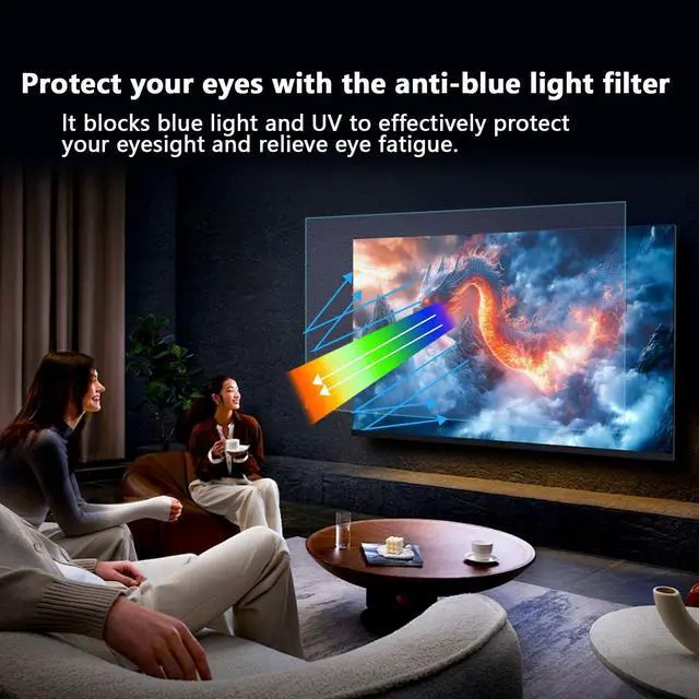 Alt view image 2 of 4 - SCRMMQH 75-Inch Anti Glare Screen Protector for Tv, Anti Blue Light Tv Screen Protector, Matte Finish for Reduce Reflections, Relieve Eye Strain and Sleep Better (1645 * 930)