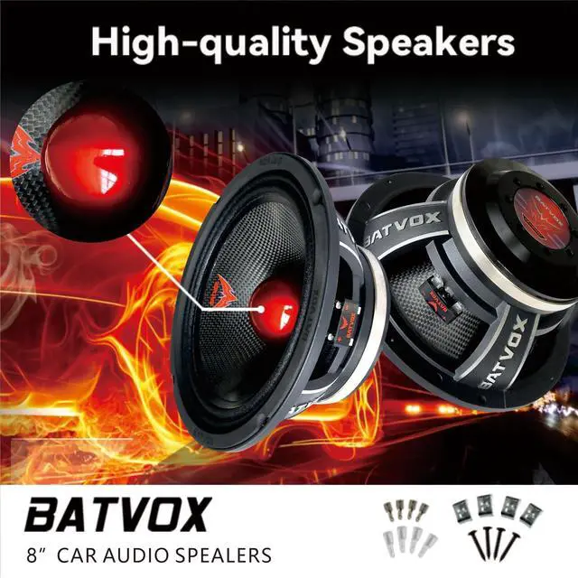 Alt view image 2 of 5 - Guooreat MX80S1 Loudspeaker 8 Inch Midrange 600 Watts 4 Ohms Red Bullet, Premium Quality Audio Door Speakers for Car or Truck Stereo Sound System, Black (1 Speaker)