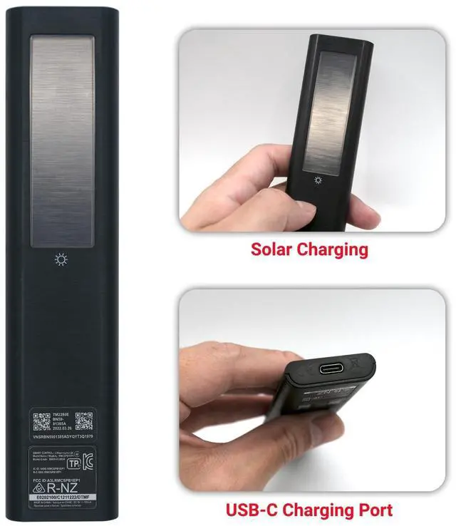 Alt view image 5 of 5 - 2 Pack BN59-01385A Solar Voice Remote Compatible with Samsung Frame Smart TV, USB-C Rechargeable Bluetooth Remote Control with Solar Charging Compatible with Samsung Neo LED 4K Ultra HD TV
