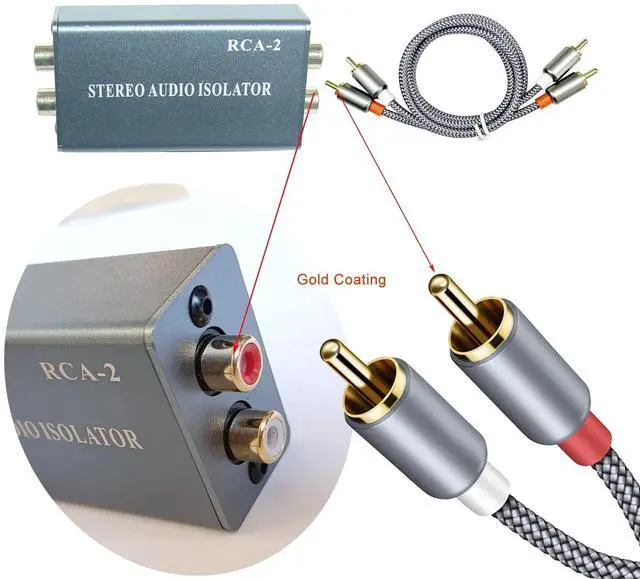 Alt view image 3 of 5 - WisWinDa Noise Isolator RCA Pro Audio Hum Eliminator (No Affects Bass) Noise Filter Aluminum Shell Quality Isolator Transformer for Home Theater Car Audio Player HiFi Stereo Plug&Play (Silver-Gray)