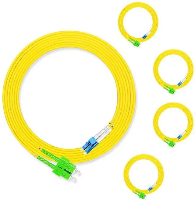 Main image of 5Pcs 5 Meter Fiber Optic Patch Cord SC APC to LC UPC, Duplex Single Mode Fiber Cable Jumper OS2 G652D 9/125m, 1310nm/1550nm LSZH 3.0mm