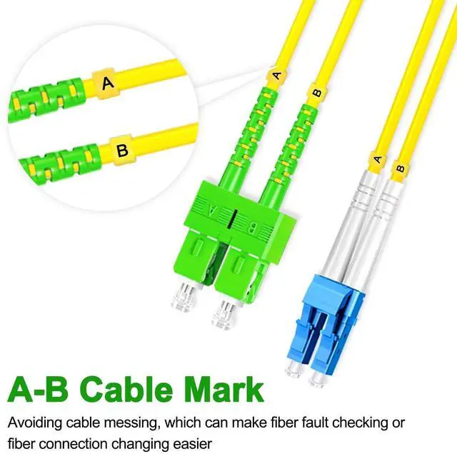 Alt view image 4 of 5 - 5Pcs 5 Meter Fiber Optic Patch Cord SC APC to LC UPC, Duplex Single Mode Fiber Cable Jumper OS2 G652D 9/125m, 1310nm/1550nm LSZH 3.0mm