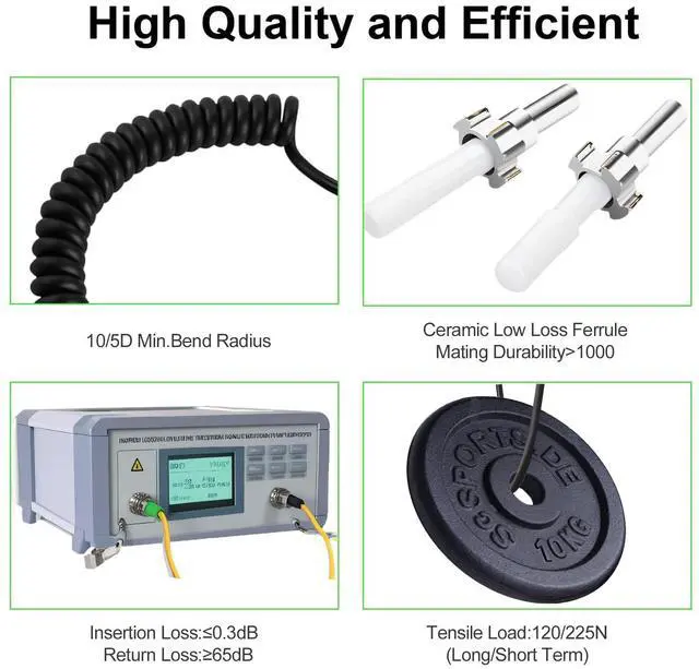 Alt view image 3 of 5 - 25M(82ft) Armored Fiber Optic Internet Cable SC/APC to SC/APC Single-Mode 9/125m OS1/OS2 Simplex Patch Cord, Heavy-Duty 3mm OD, LSZH, Black