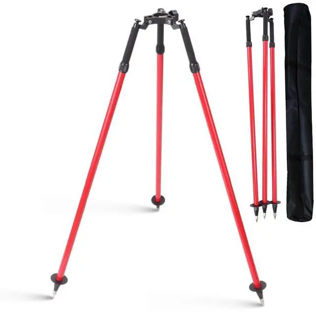 Main image of MOETER Aluminum Surveying Tripod with Thumb Release Surveyor Tripod for Prism Poles, GPS Rods, GNSS Poles Adjustable Telescopic Survey for Total Station Use (Red)