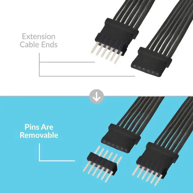 Alt view image 5 of 5 - Litcessory Extension Cable for Philips Hue/Solo Lightstrip (3.3ft, 2 Pack, Black - Micro 6-PIN V4 / Solo Lightstrip)