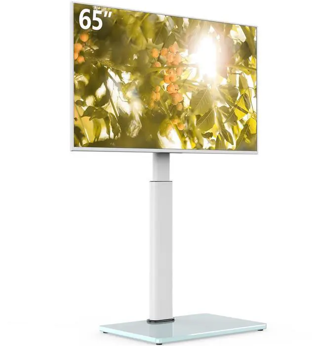 Main image of AOKCOS Swivel TV Floor Stand for 32-65 Inches TVs, 8 Level Height Adjustable Corner Small TV Stand Mount for Living Room/Bedroom, Holds up to 88 lbs,MAX VESA 400x400mm,White
