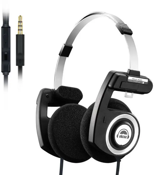 Main image of OKCSC Retro 3 Open Back Headphones, Retro Style/Collapsible Design/40mm Class/Adjustable Temporal Pads, Audiophile Sound Performance for HIFI Sound,Commute,Road Trips,Party,Work,4.9 FT/3.5MM Mic/Black