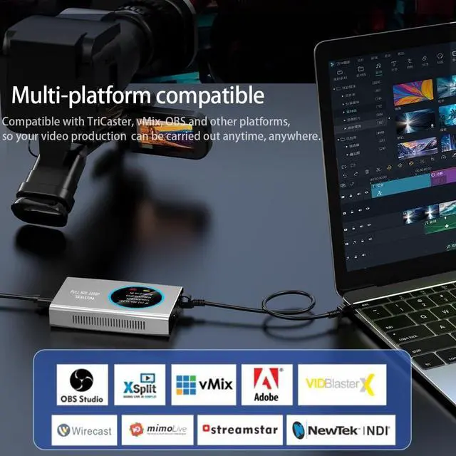 Alt view image 5 of 5 - Full NDI Video Encoder Decoder, HDMI to NDI Converter Receiver Extender Capture Recorder, Low latency with HDMI Loopout, for Live Streaming/TV Broadcasting HD 1080P@60fps Support vMix, OBS to YouTube