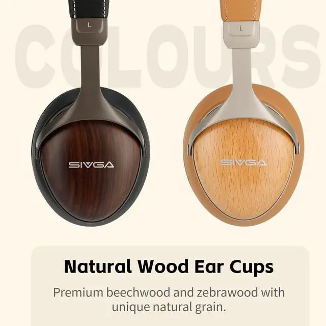 Alt view image 4 of 5 - SIVGA SV021 Pro V2 HiFi Wooden Closed-Back Over-Ear Wired Headphones with 50mm Dynamic Driver, Detachable Cable (Beechwood)
