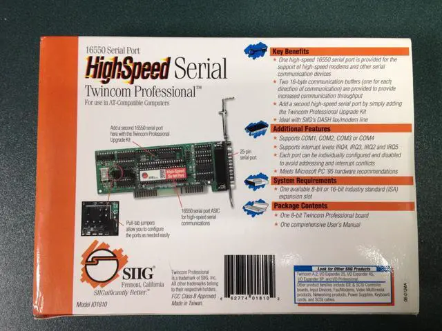 Alt view image 3 of 4 - SIIG 1Ser 16550 DB25 ISA Hi Speed Twincom Pro- UPG to 2Ser