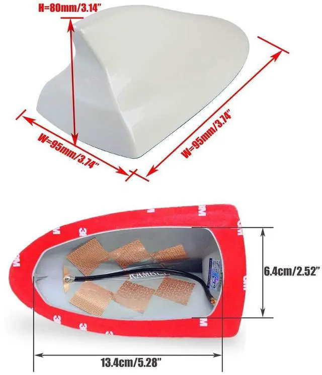 Alt view image 5 of 5 - Ramble- Shark Fin Antenna, Utility Model Patented Production, Auto Exterior Parts, Car SUV Aerial Accessories, Antennas for Subaru XV and Forester (Advanced Style, Pearl White)