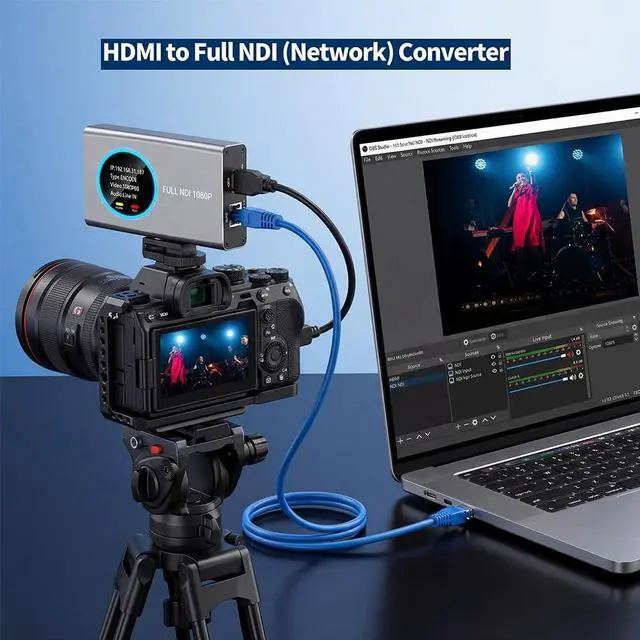 Alt view image 2 of 5 - Full NDI Video Encoder Decoder, HDMI to NDI Converter Receiver Extender Capture Recorder, Low latency with HDMI Loopout, for Live Streaming/TV Broadcasting HD 1080P@60fps Support vMix, OBS to YouTube